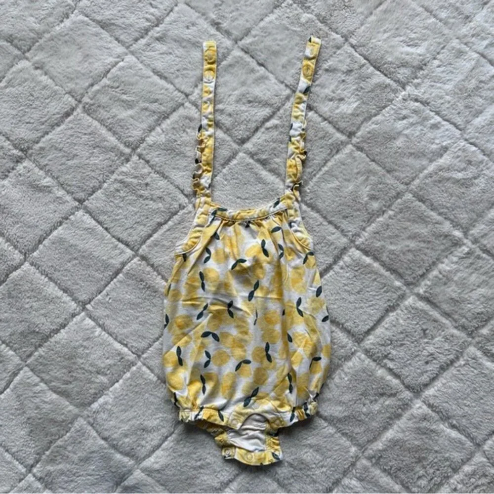 Tea Collection | White & Yellow Italy Piccoli Limoni Romper | Size 3/6 Months